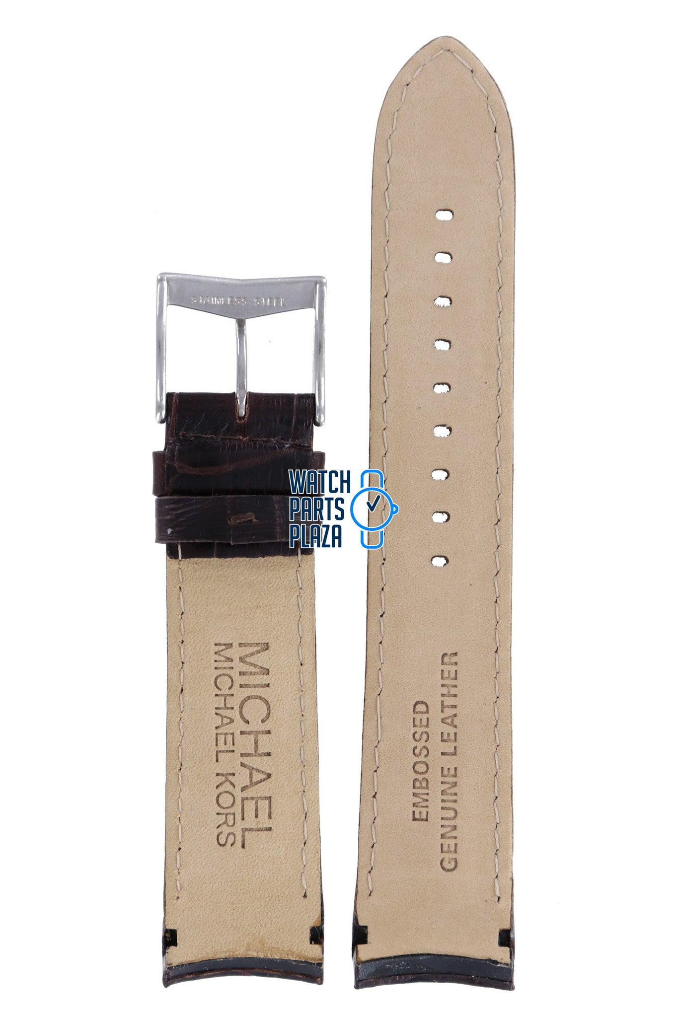 Michael Kors MK8028 Watch Band MK - 8028 Dark Brown Leather 22 mm - Watch Plaza