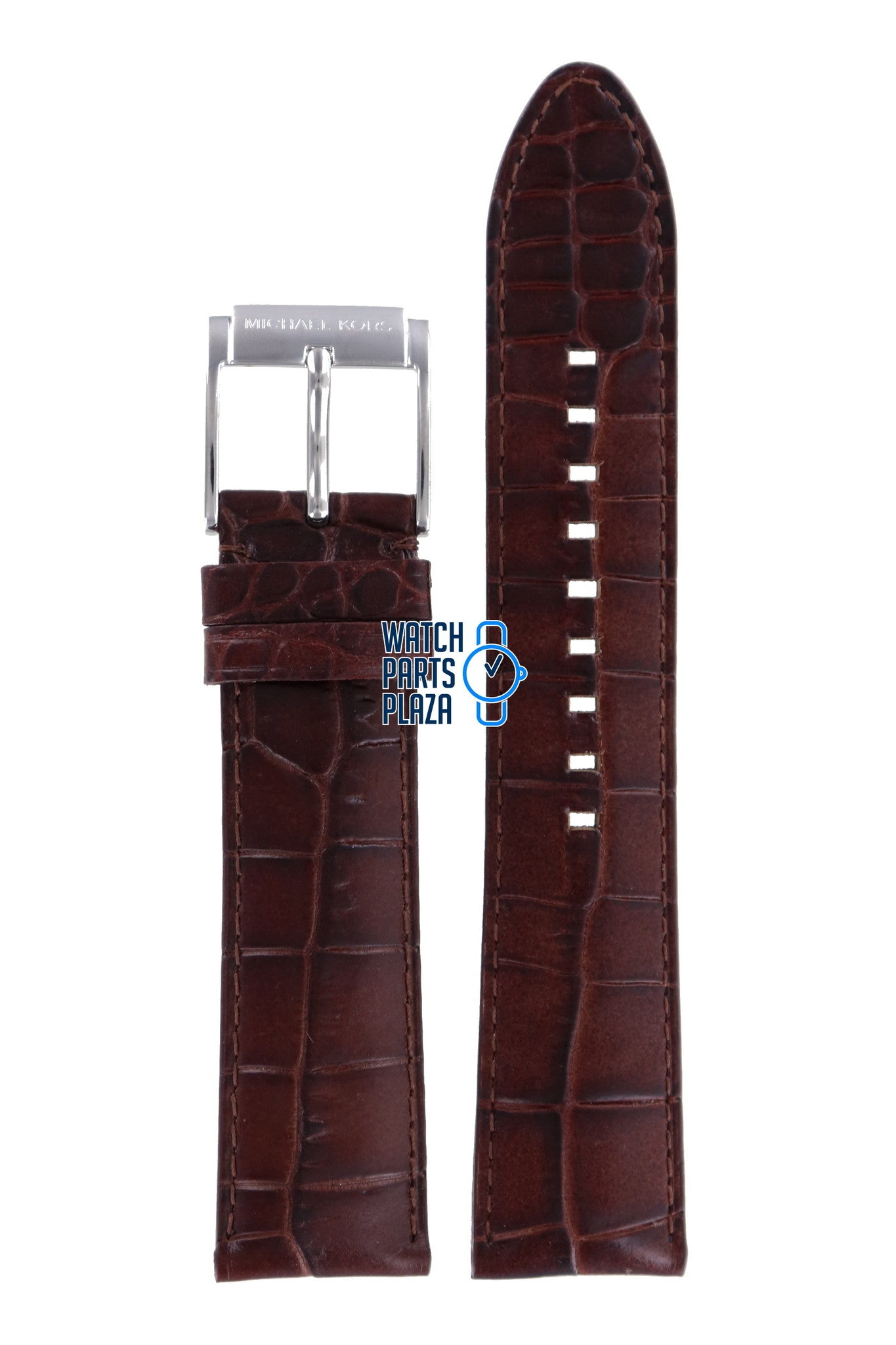 Michael Kors MK8115 Watch Band MK - 8115 Brown Leather 22 mm - Watch Plaza