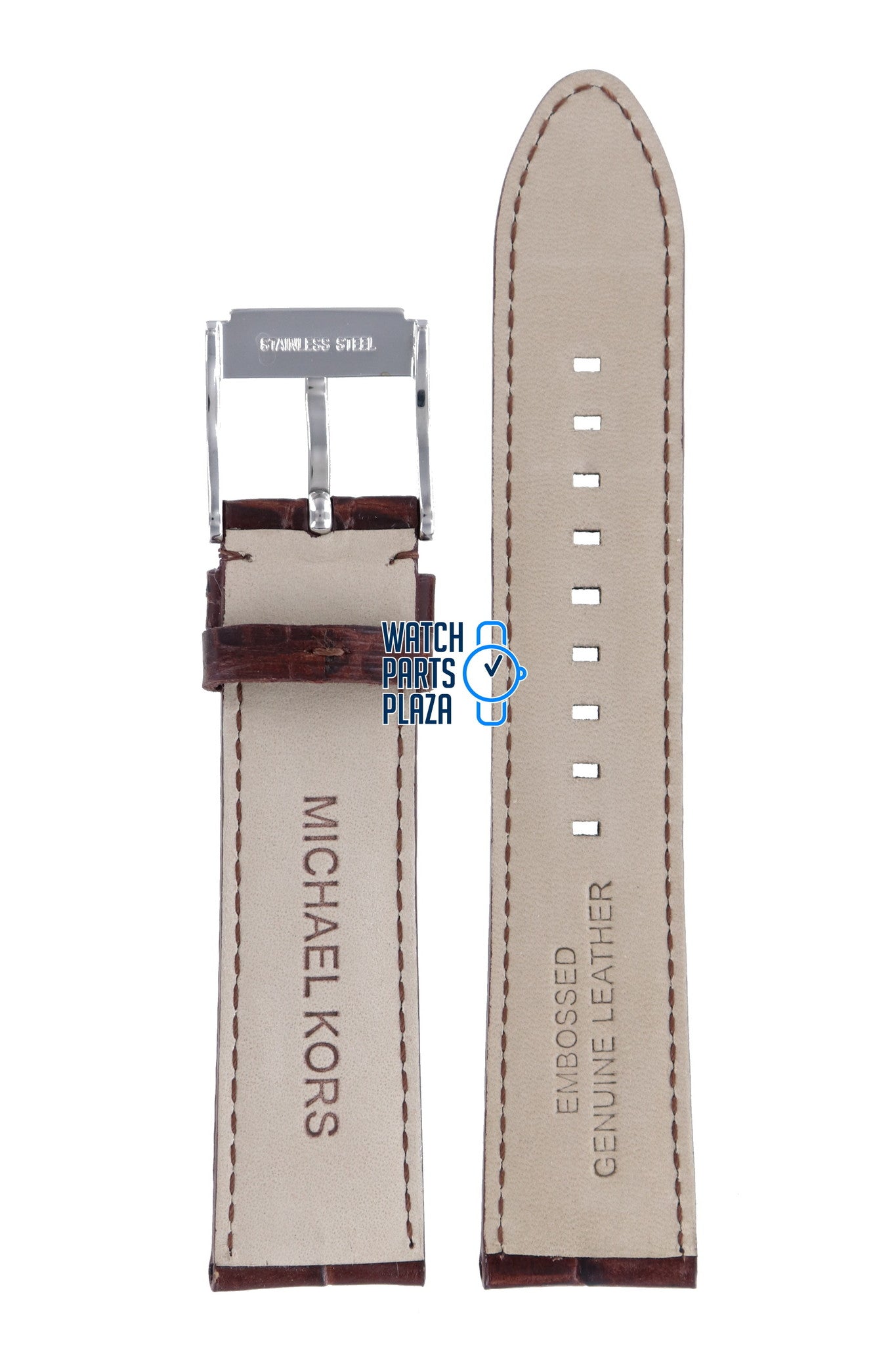 Michael Kors MK8115 Watch Band MK - 8115 Brown Leather 22 mm - Watch Plaza