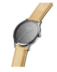 MVMT 40 Series MT01 - GML Men's Watch - Dark Gray & Beige Leather Strap - Watch Plaza