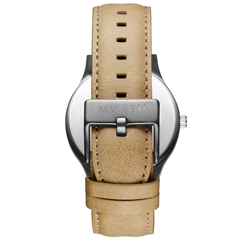 MVMT 40 Series MT01 - GML Men's Watch - Dark Gray & Beige Leather Strap - Watch Plaza