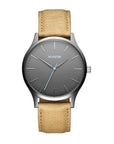 MVMT 40 Series MT01 - GML Men's Watch - Dark Gray & Beige Leather Strap - Watch Plaza