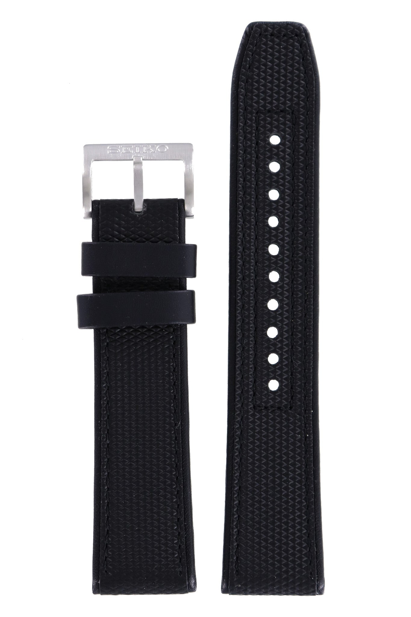 Seiko 30141 B 22 - SRP031K1 - 4R15 - 00A0 Watch Band 30141JL Black Leather 22 mm - Watch Plaza