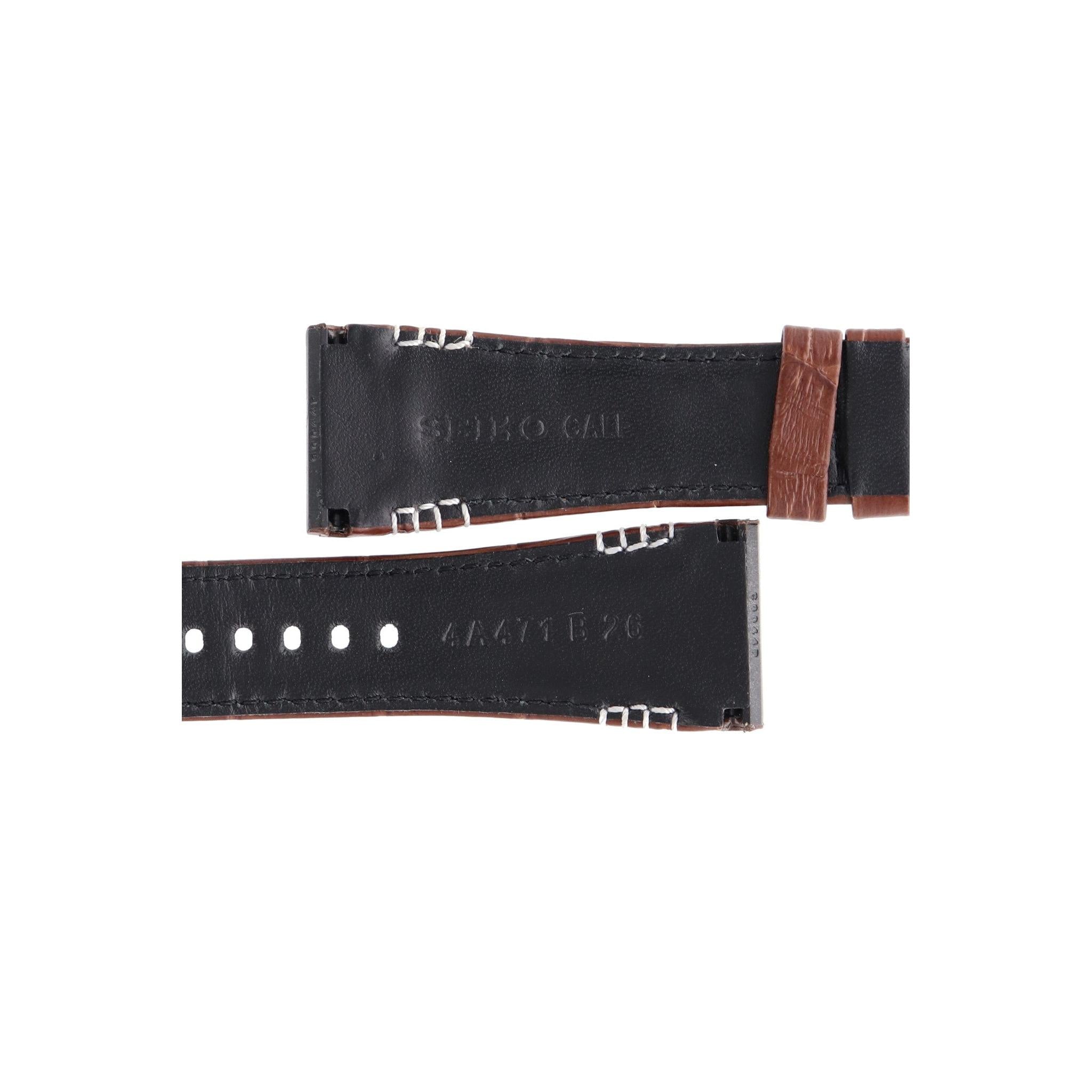 Seiko 4A471 B 26 - SRH011 & SPC041 Watch Band 4A471JL Brown Leather 26 mm Velatura Yachting Timer - Watch Plaza