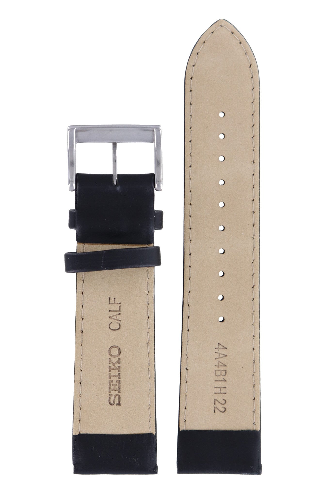 Seiko 4A4B1 H 22 - SNN227 / SNN231 Watch Band 4A4B1JL Black Leather 22 mm - Watch Plaza