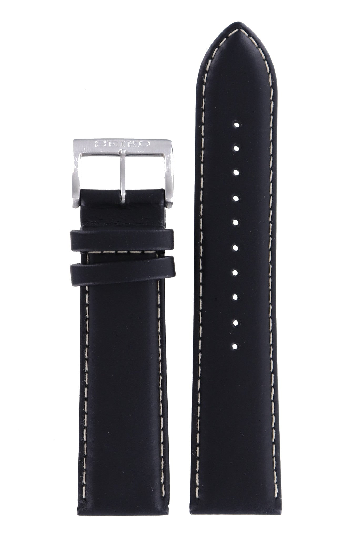 Seiko 4A4B1 H 22 - SNN227 / SNN231 Watch Band 4A4B1JL Black Leather 22 mm - Watch Plaza