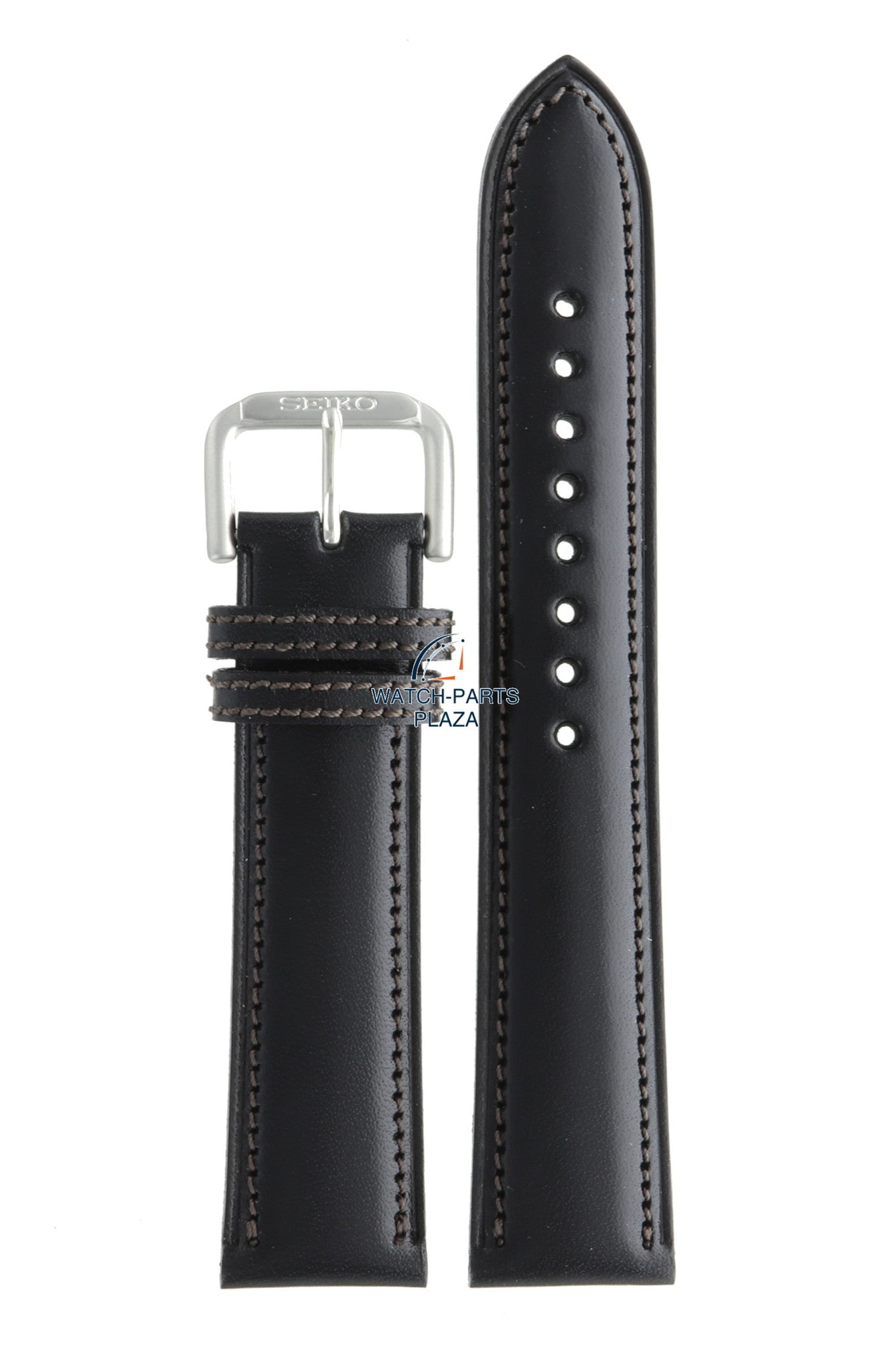 Seiko 4GC4JW Watch band SKJ133 - 5M43 0A70 black leather 20 mm - Kinetic - Watch Plaza