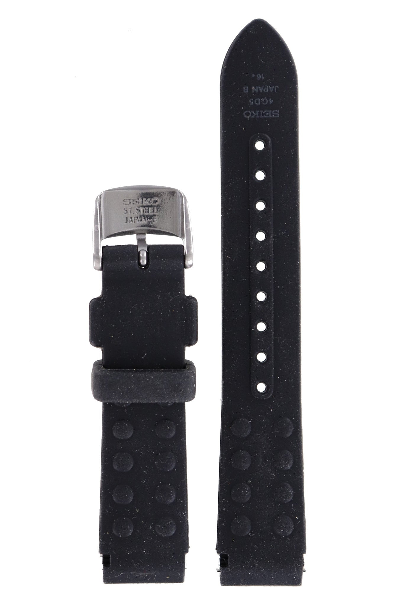 Seiko 4GD5 - 3M22 - 0D40, 0D49, 0D80 & 0D89 Watch Band 4GD5JB Black Silicone 16 mm Kinetic - Watch Plaza