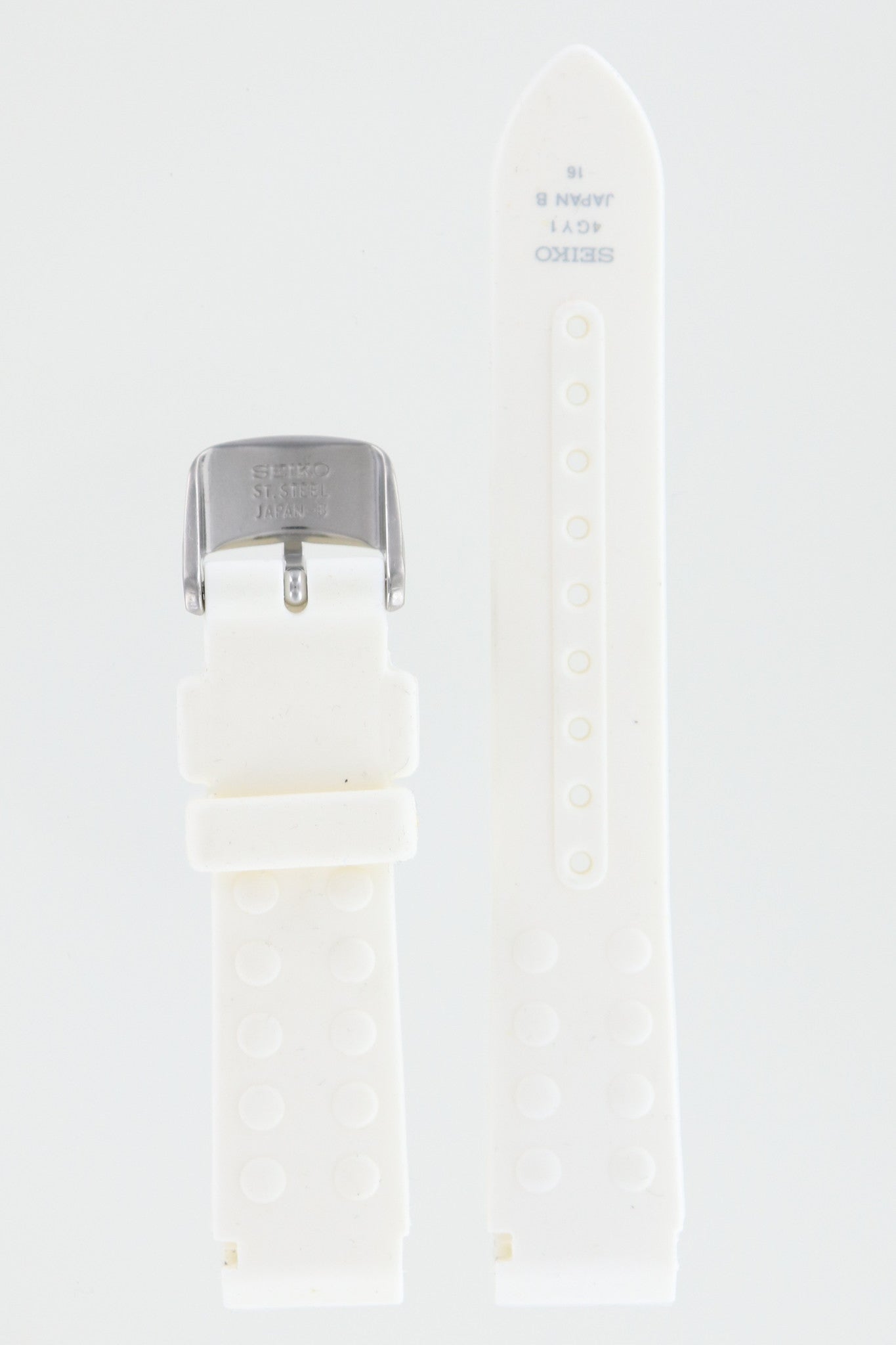 Seiko 4GY1 Japan B 16 - 3M22 - 0D40, 0D49, 0D80 & 0D89 Watch Band 4GY1JB White Silicone 16 mm Kinetic - Watch Plaza