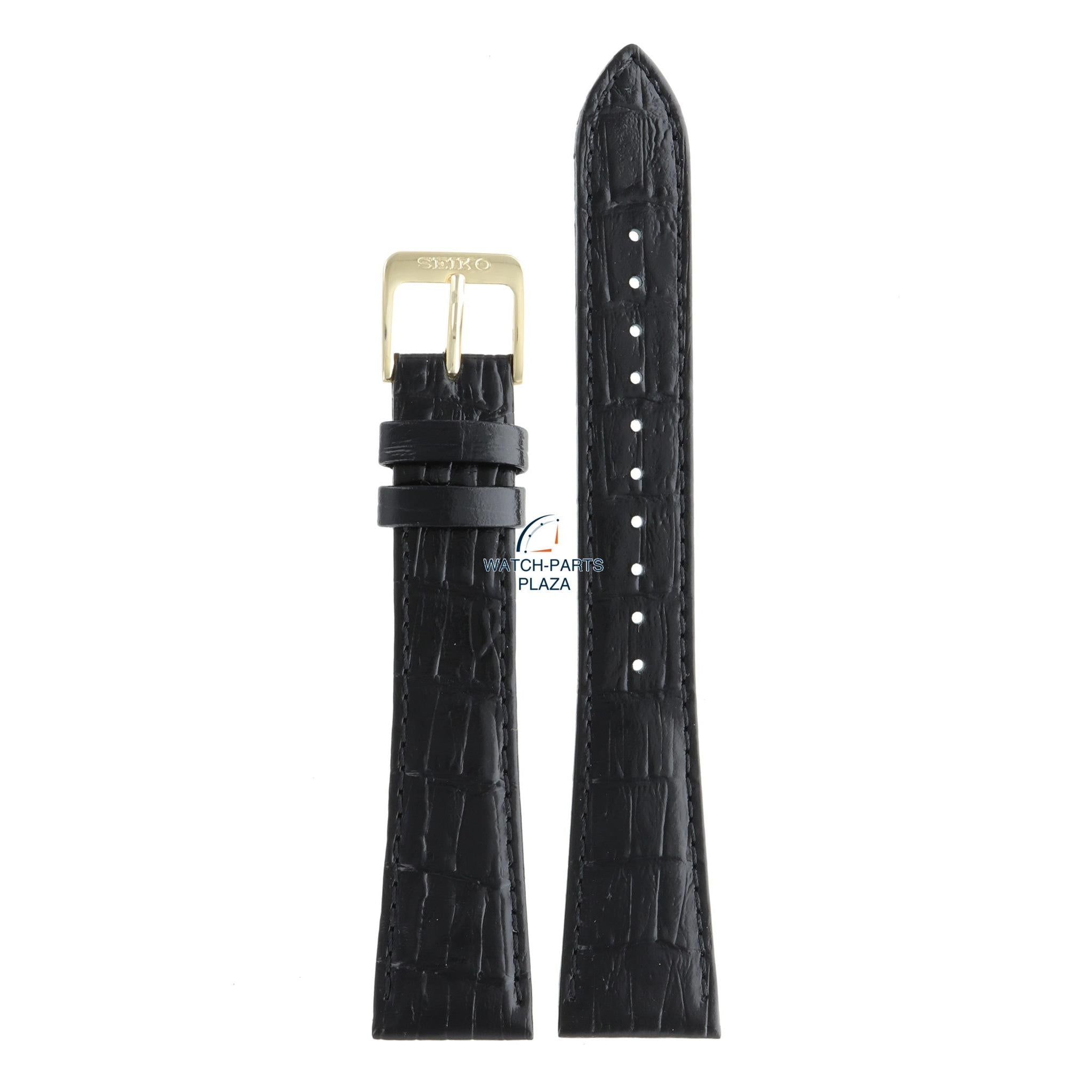 Seiko 4LH9KB Watch band 7N00 / 7N01 black leather 20 mm - Quartz - Watch Plaza