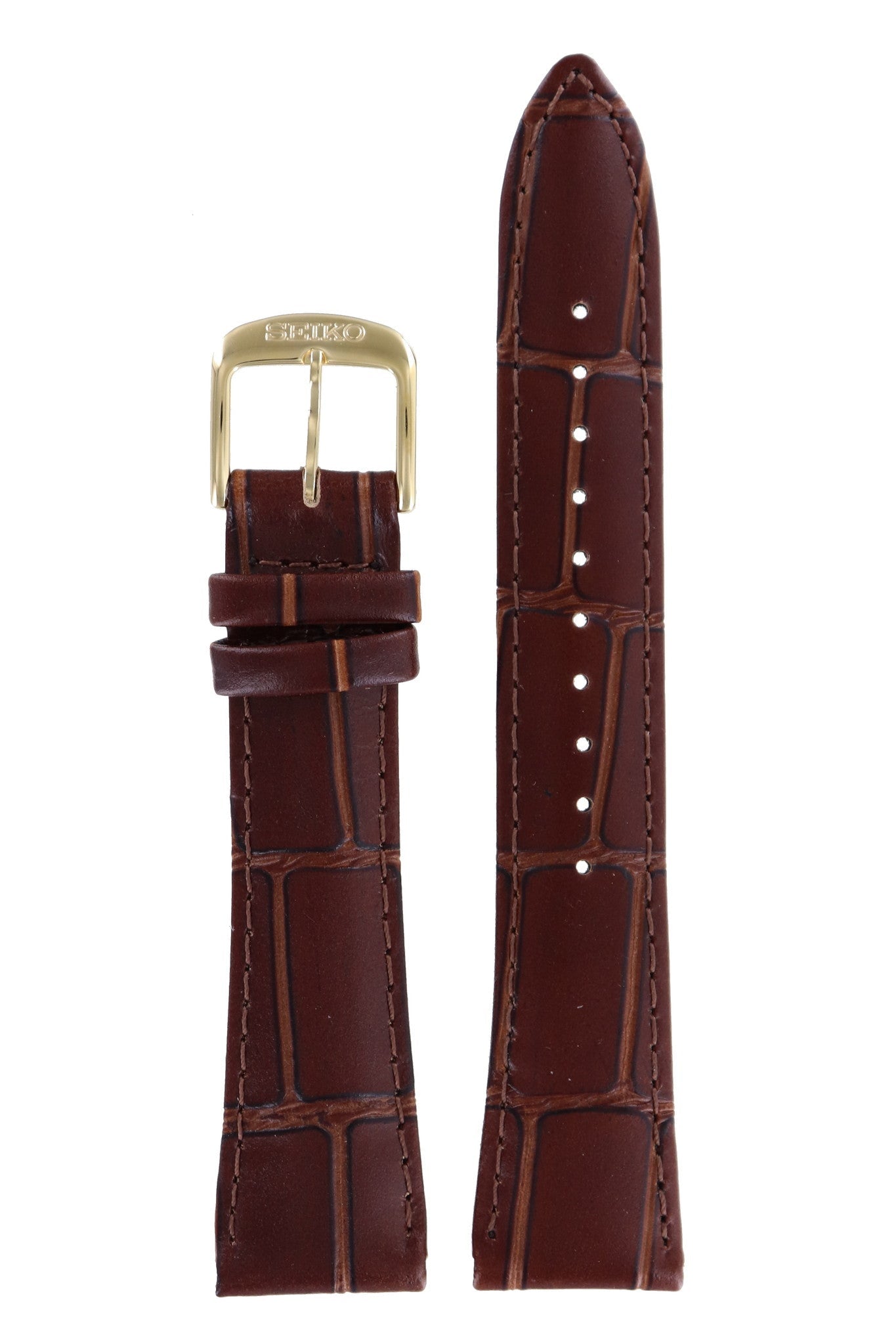 Seiko 7N32 - 0BV0 & 7N82 - 0AW0 Watch Band 4JA0KW Brown Leather 20 mm - Watch Plaza