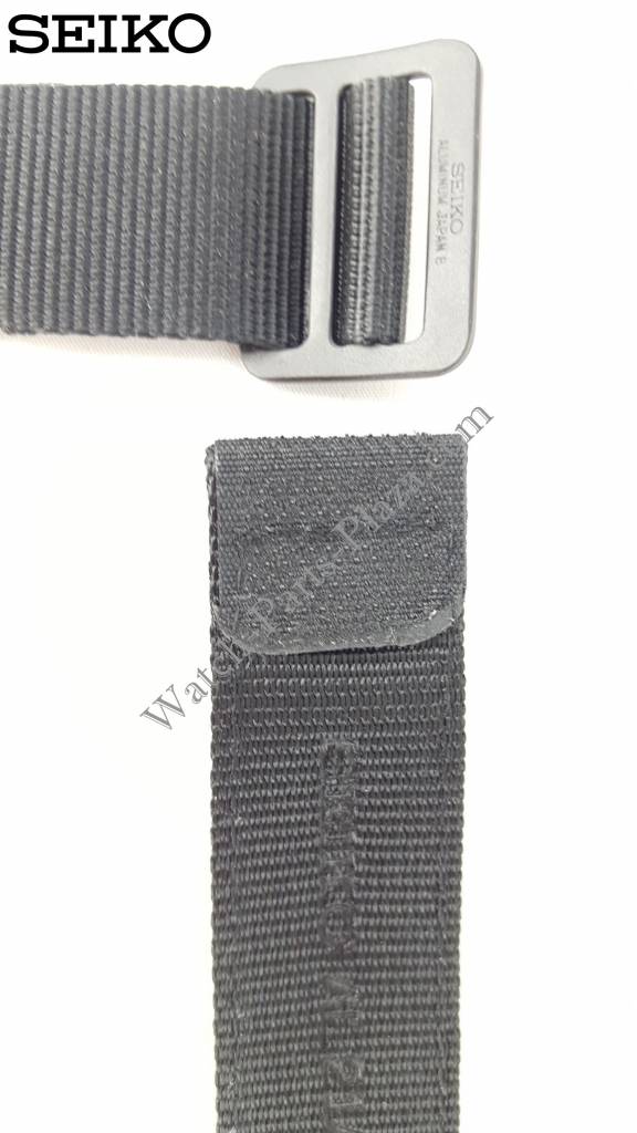 Seiko AL21A Black Textile Watch Band 22mm S229 - 5000 - Watch Plaza