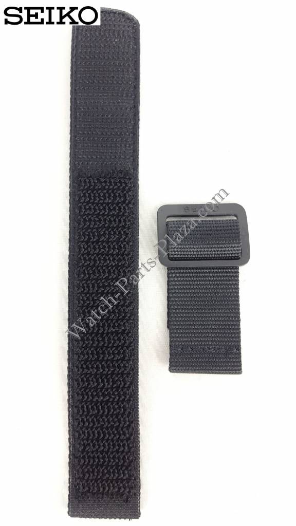 Seiko AL21A Black Textile Watch Band 22mm S229 - 5000 - Watch Plaza