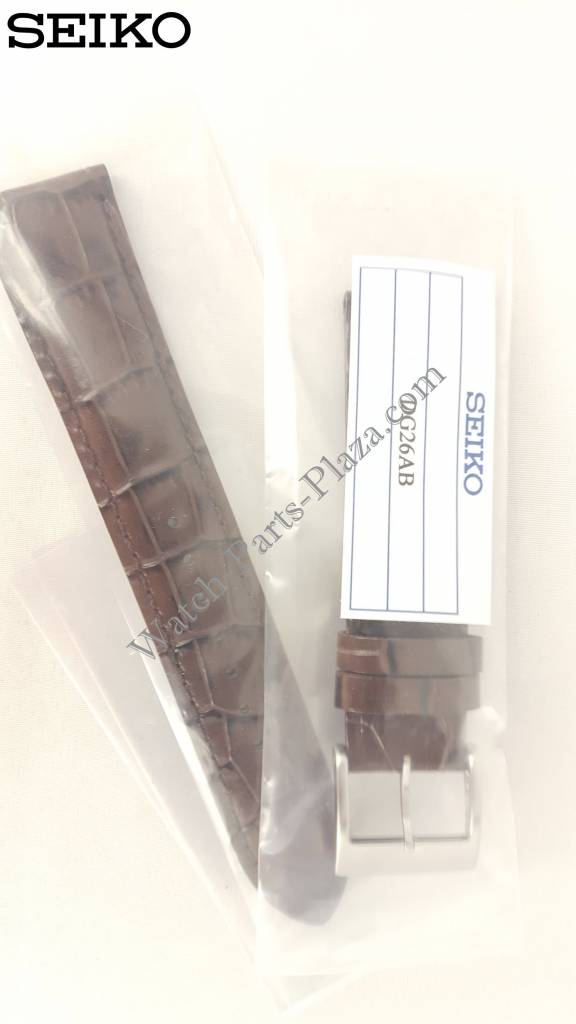 SEIKO ALPINIST BROWN LEATHER STRAP SEIKO DIASHOCK SARB017 Watch Band SARG005 - Watch Plaza