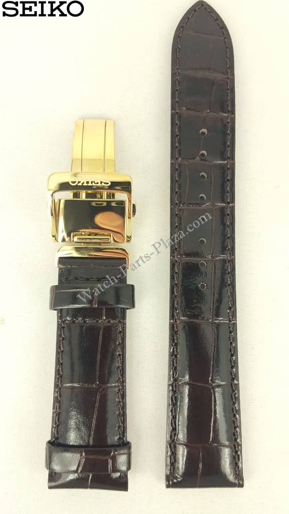 SEIKO ALPINIST SARB066 BROWN LEATHER WATCH BAND COCKTAIL TIME STRAP DO152 W 20 - Watch Plaza