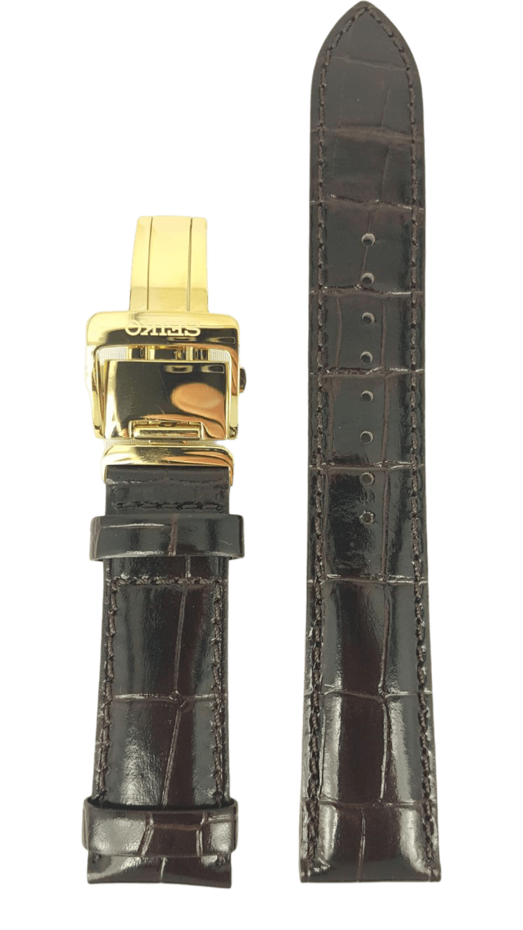 SEIKO ALPINIST SARB066 BROWN LEATHER WATCH BAND COCKTAIL TIME STRAP DO152 W 20 - Watch Plaza