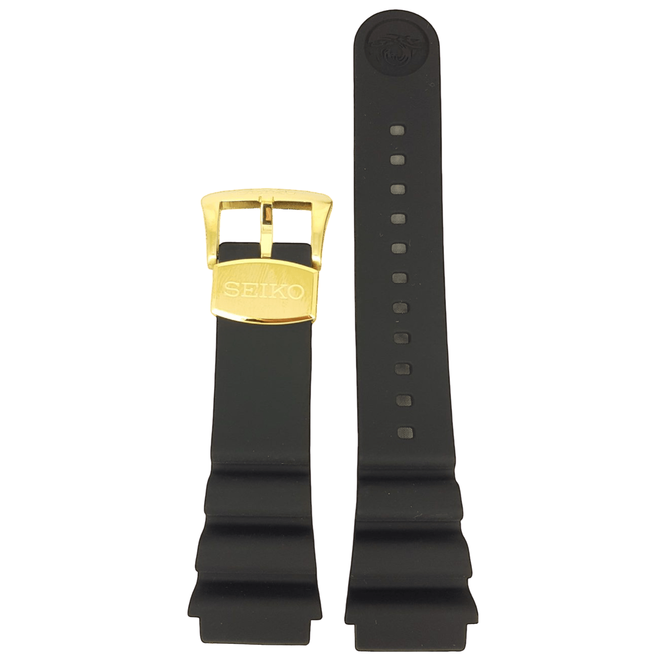 SEIKO Baby Tuna SRPA82K1 Black Silicon Watch Band Z 22 mm R02Y011K0 Gold Buckle - Watch Plaza