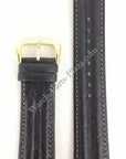 SEIKO BLACK LEATHER WATCH BAND 20mm 7T32 - 6B50 Strap SDW050J GOLD BUCKLE SDW169P1 - Watch Plaza