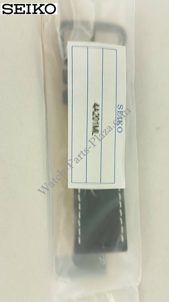 SEIKO Black Watch Strap 4A201 H 22 mm 7T92 0JS0 Genuine Calf Leather Band ION - Watch Plaza