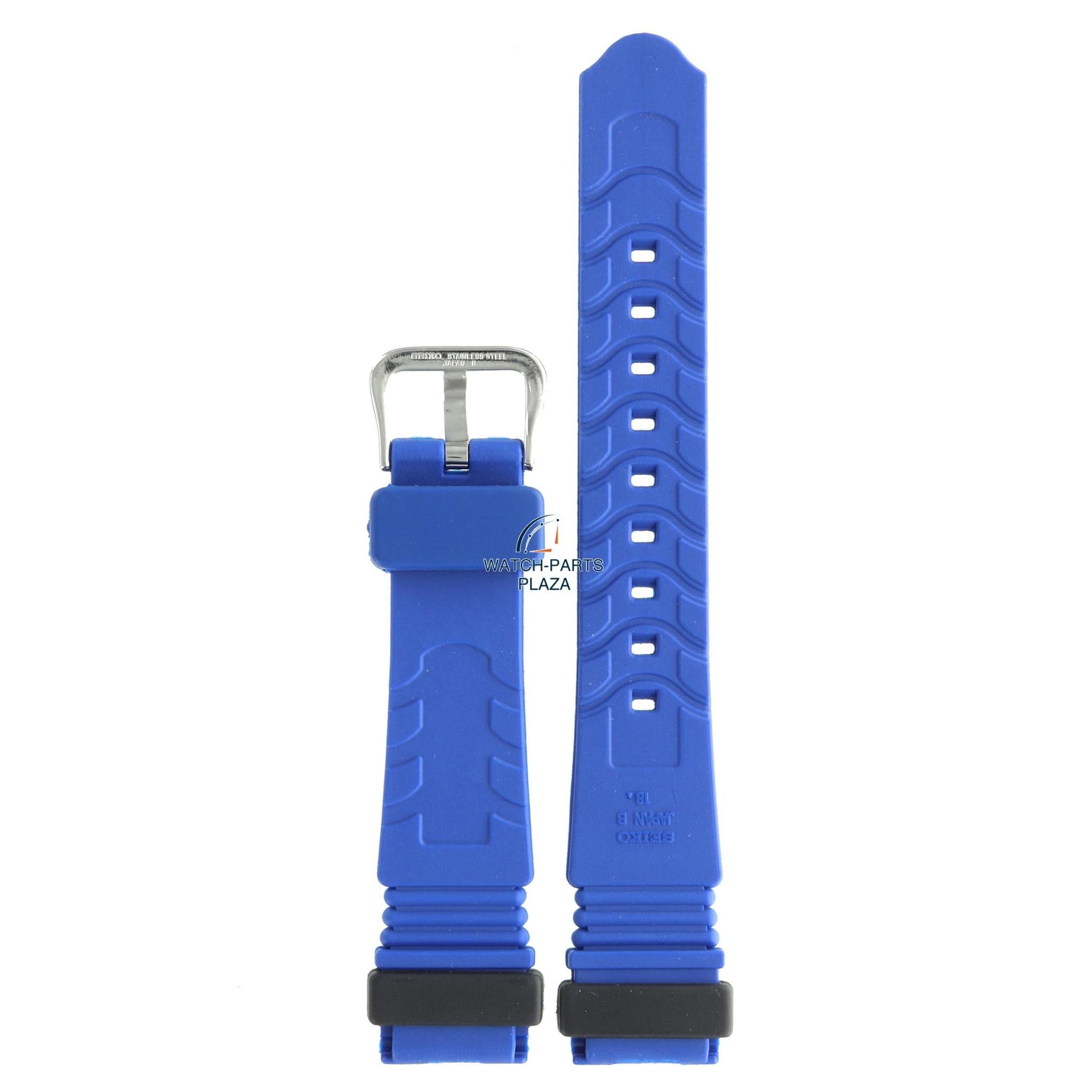 Seiko BPZ66J Watch band SGH047 - 7N33 6A30 blue rubber / silicone 18 mm - Sports 150 - Watch Plaza