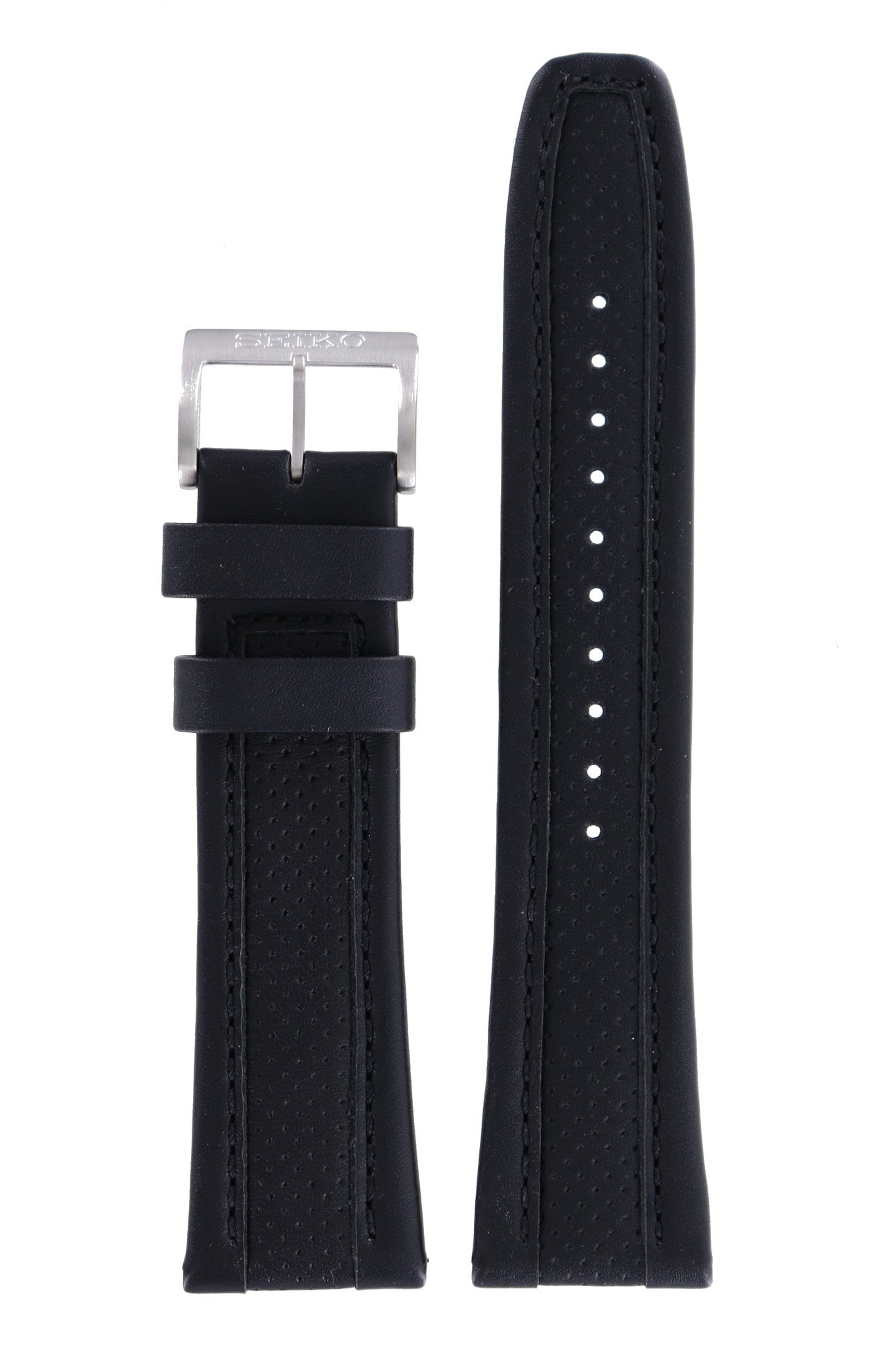 Seiko Calf - B 24 - SNKF09 / SNKF11 Watch Band 4K29JB Black Leather 24 mm - Watch Plaza