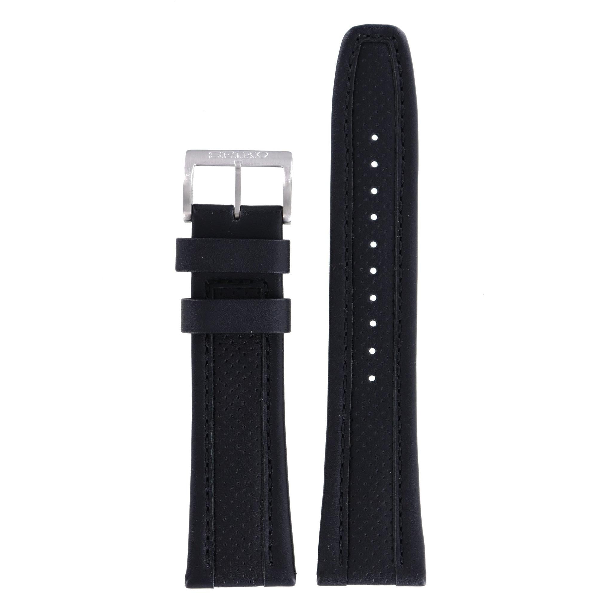 Seiko Calf - B 24 - SNKF09 / SNKF11 Watch Band 4K29JB Black Leather 24 mm - Watch Plaza
