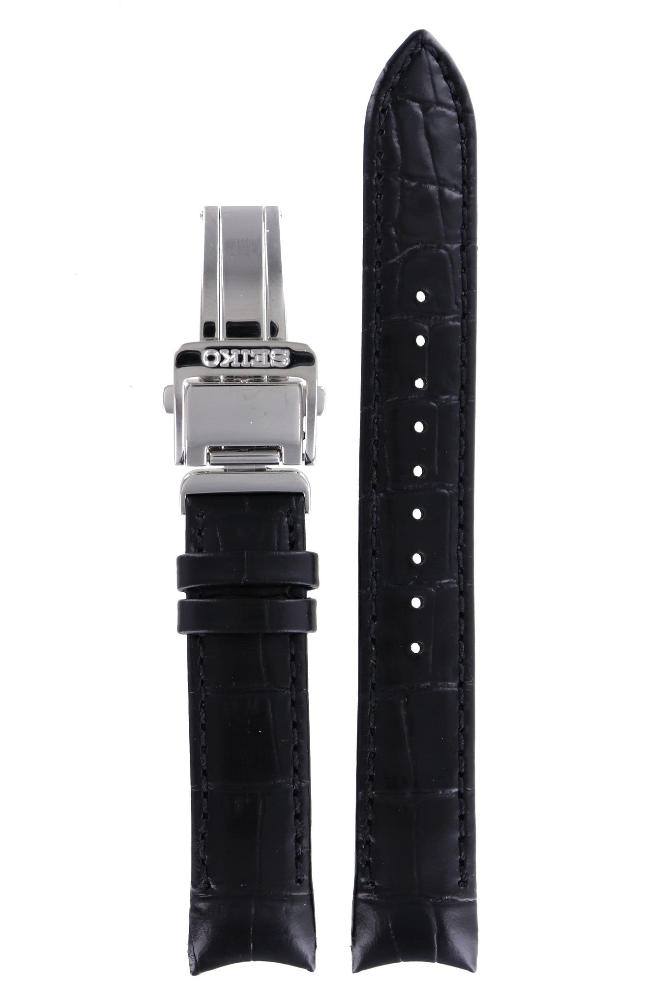 Seiko Calf Z 17 - SUK005P1 - 5Y85 - 0AH0 Watch Band 4KK8JZ Black Leather 17 mm Premier - Watch Plaza