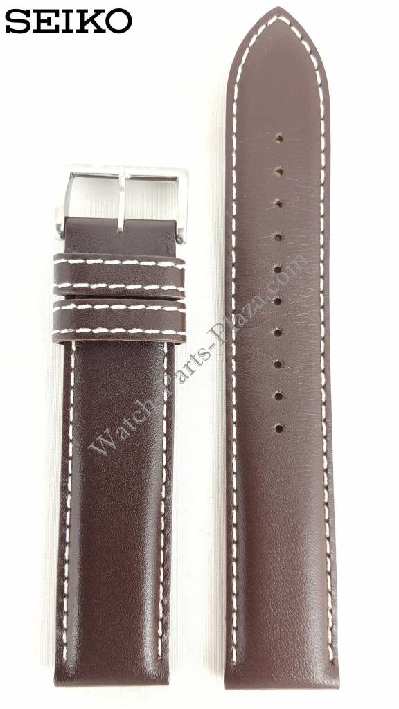 Seiko Flightmaster Brown Leather Band SSC013 Watch Strap L020 B 20mm V172 OACO - Watch Plaza