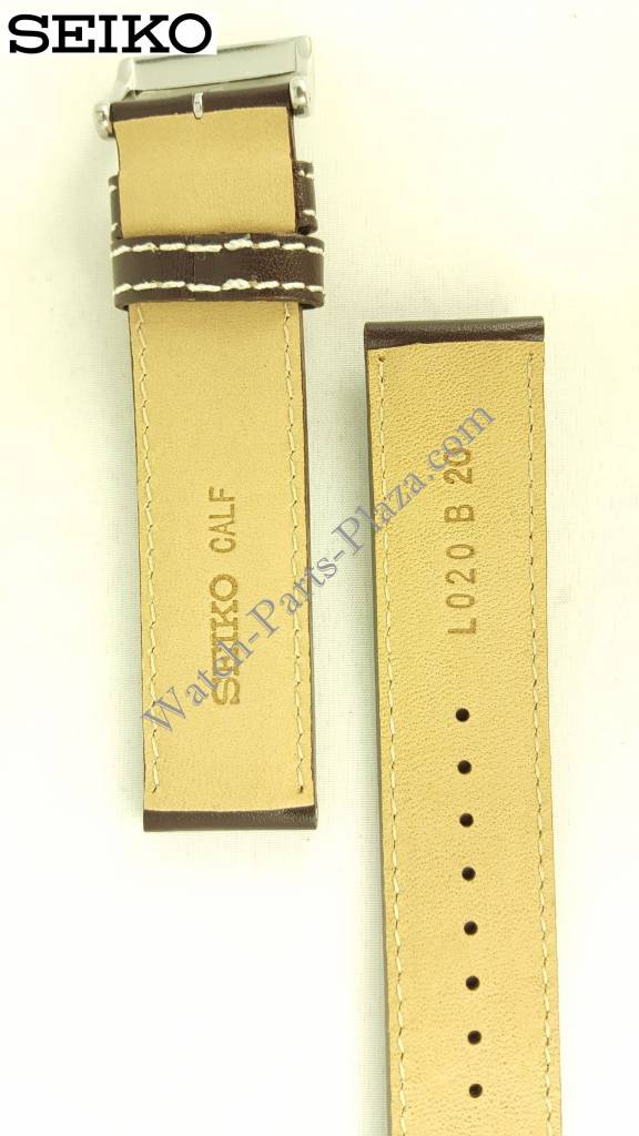 Seiko Flightmaster Brown Leather Band SSC013 Watch Strap L020 B 20mm V172 OACO - Watch Plaza