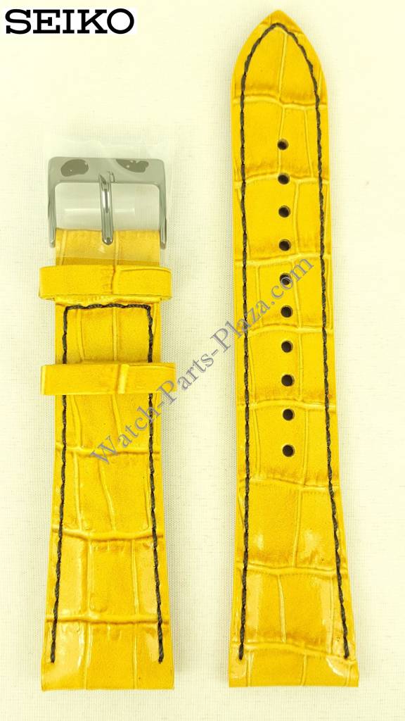 Seiko ION Watch Strap L08C H 22 mm Tan Leather 7T92 - 0NK0 Band Pilot SNDD69 - Watch Plaza