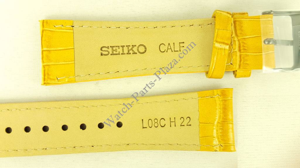 Seiko ION Watch Strap L08C H 22 mm Tan Leather 7T92 - 0NK0 Band Pilot SNDD69 - Watch Plaza