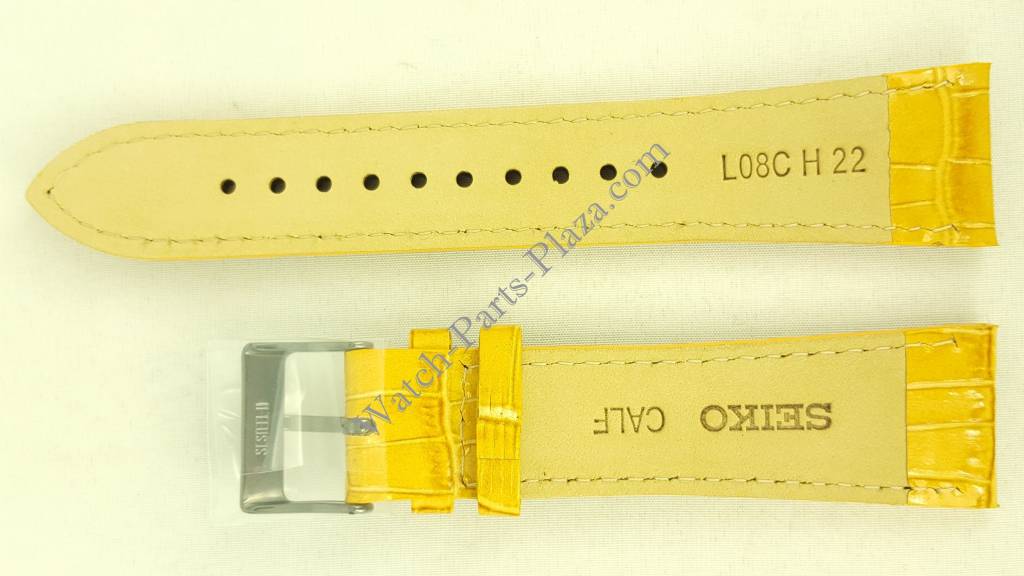 Seiko ION Watch Strap L08C H 22 mm Tan Leather 7T92 - 0NK0 Band Pilot SNDD69 - Watch Plaza