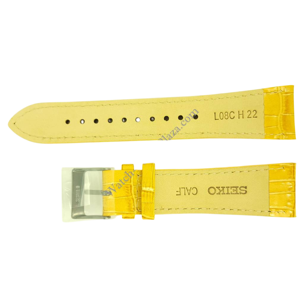 Seiko ION Watch Strap L08C H 22 mm Tan Leather 7T92 - 0NK0 Band Pilot SNDD69 - Watch Plaza