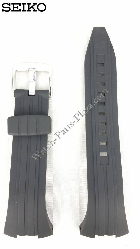 Seiko Kinetic SKA445 Black Rubber Watch Band SNAD35 Strap 30mm 4A1J1JRR - Watch Plaza