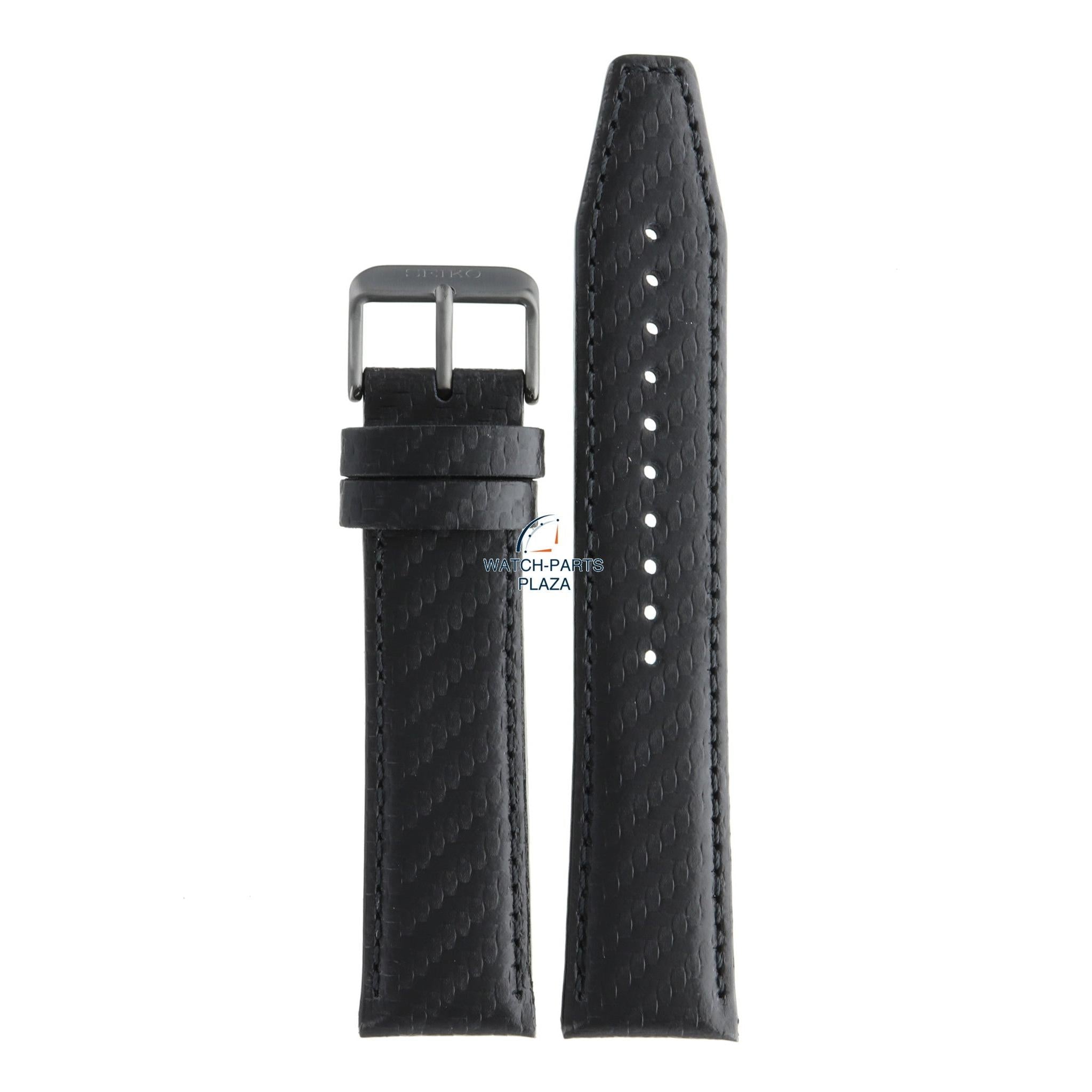 Seiko L0G9011N0 Watch band SSC499P1 - V175 0DM0 black leather 22 mm - Solar - Watch Plaza