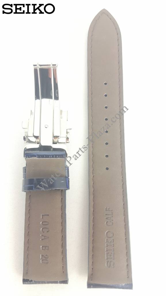 Seiko SARG015J Blue Leather Watch Band 6R15 - 02V0 Strap 20mm LOCA - Watch Plaza