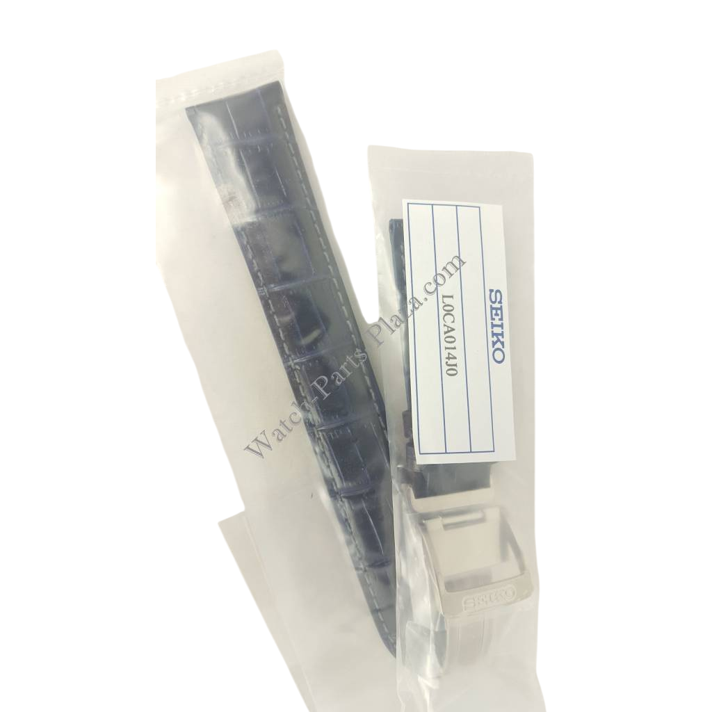 Seiko SARG015J Blue Leather Watch Band 6R15 - 02V0 Strap 20mm LOCA - Watch Plaza
