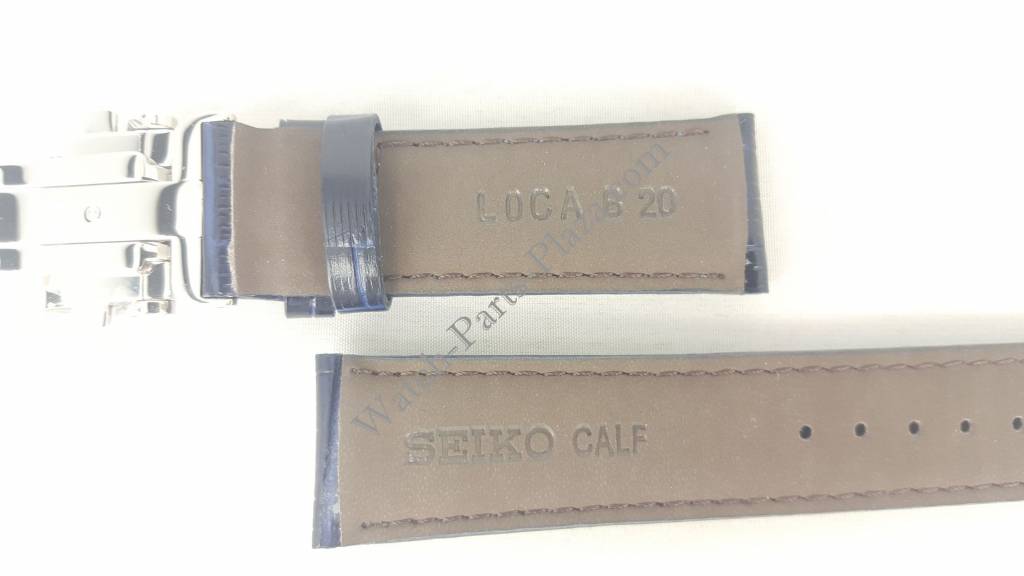 Seiko SARG015J Blue Leather Watch Band 6R15 - 02V0 Strap 20mm LOCA - Watch Plaza