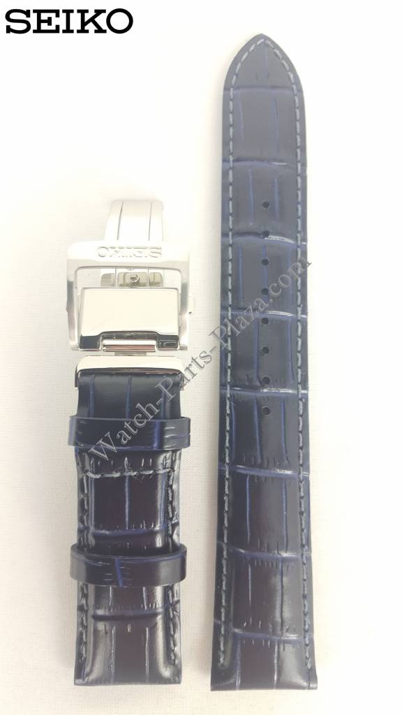 Seiko SARG015J Blue Leather Watch Band 6R15 - 02V0 Strap 20mm LOCA - Watch Plaza