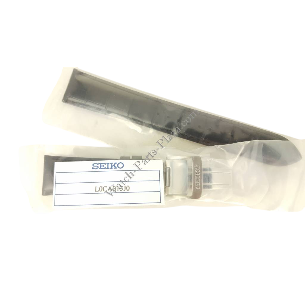 Seiko SARG017J Black Leather Watch Band 6R15 - 02V0 Strap 20mm LOCA - Watch Plaza