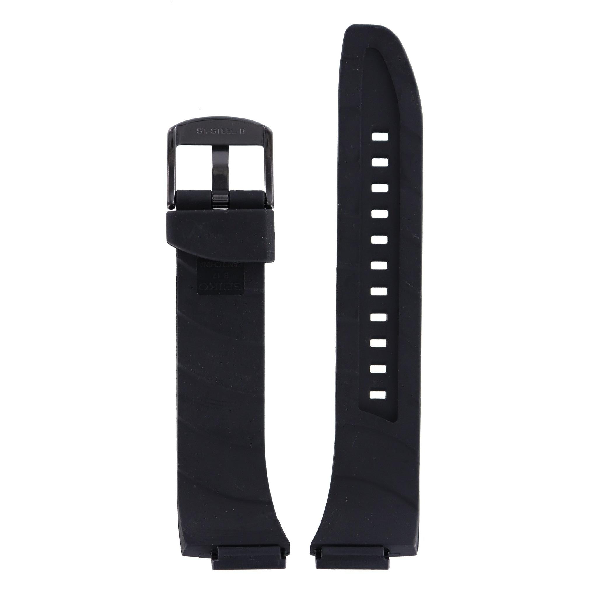 Seiko SKA453, SNAD45 & SNAD63 Watch Band 4A1M1MZ Black Silicone 17 mm Kinetic Streamline - Watch Plaza