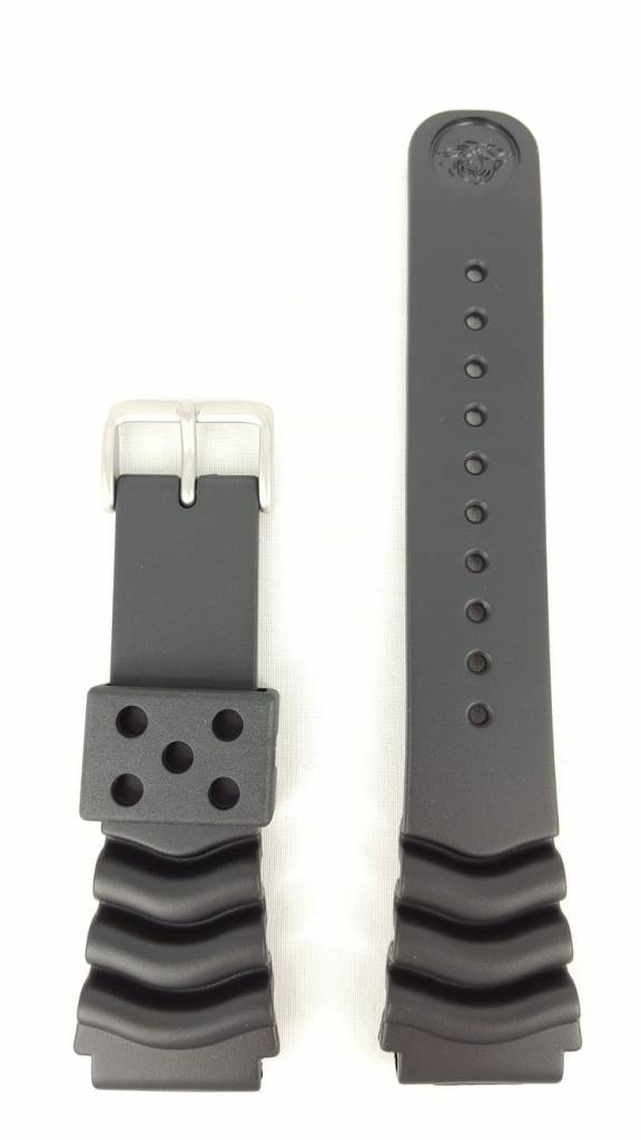 Seiko SKX007 / SKX171K1 Watch Band SKXA63P9 &amp; SDS099P1 Black Silicon Strap Z 22 mm 4FY8JZ - Watch Plaza