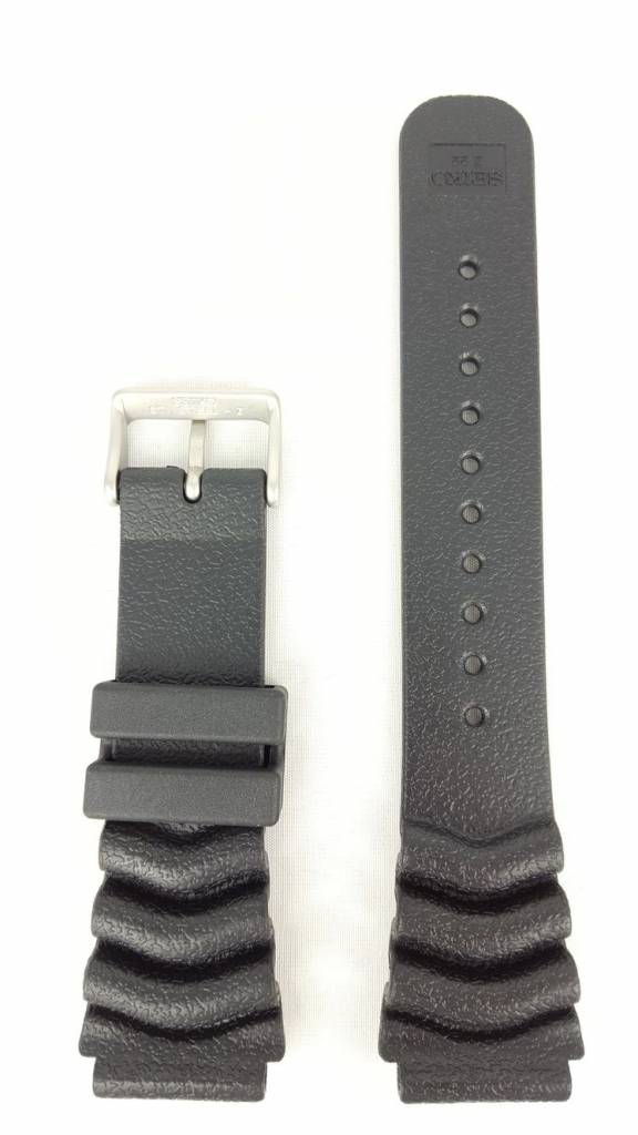 Seiko SKX007 / SKX171K1 Watch Band SKXA63P9 &amp; SDS099P1 Black Silicon Strap Z 22 mm 4FY8JZ - Watch Plaza