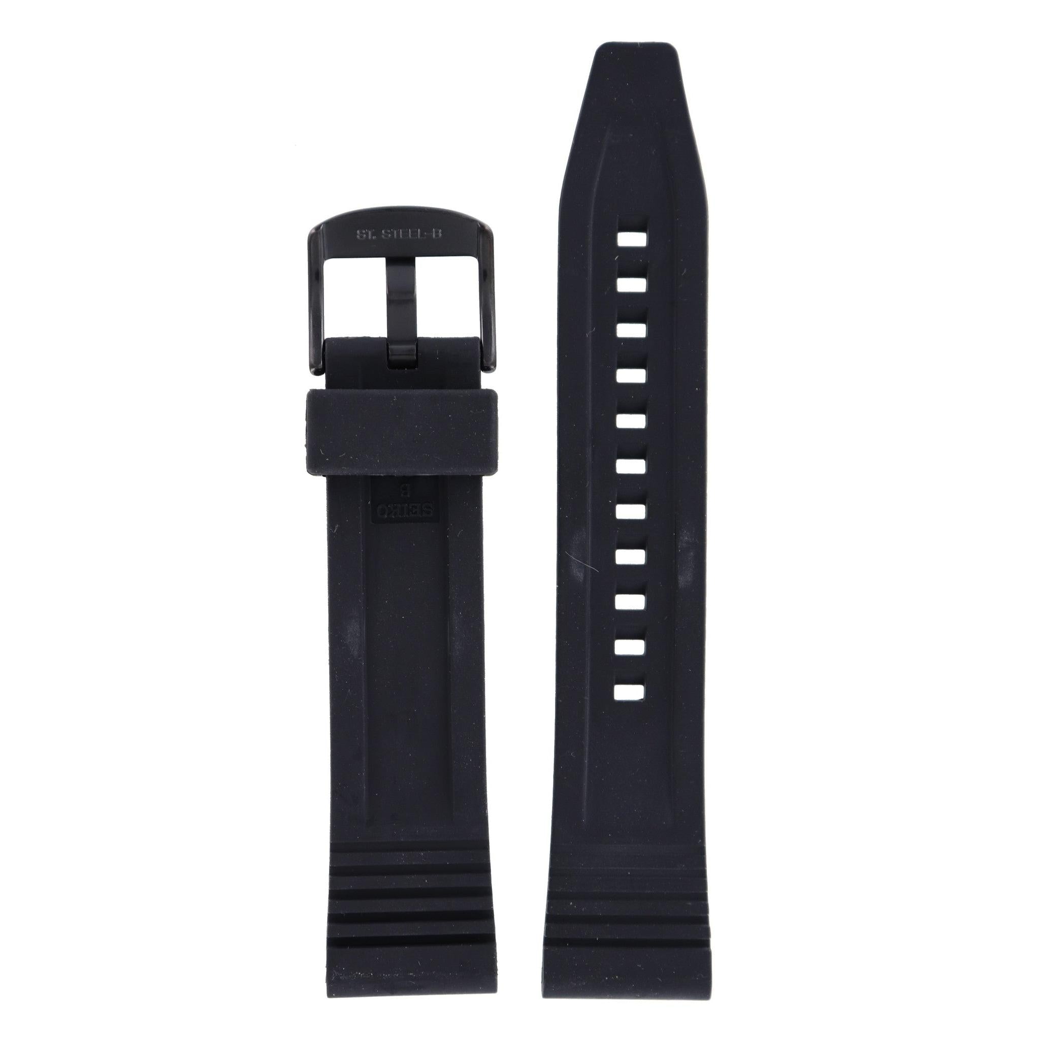 Seiko SKZ274 & SNN249 Watch Band 301N1MR Black Silicone 22 mm - Watch Plaza