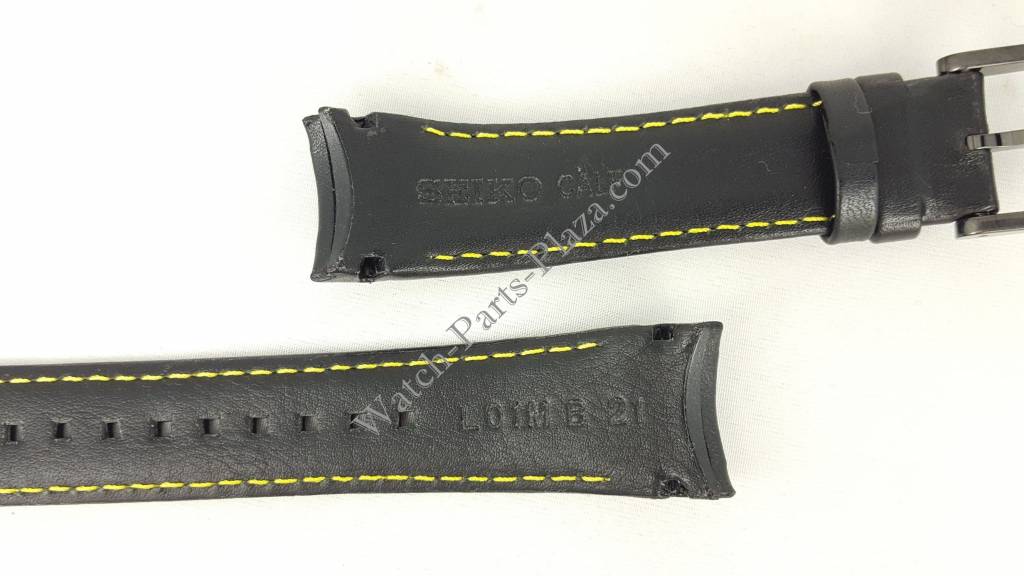 Seiko SNAE67P1 Black Yellow Leather Watch Band 7T62 - 0KV0 Strap 21mm Sportura - Watch Plaza