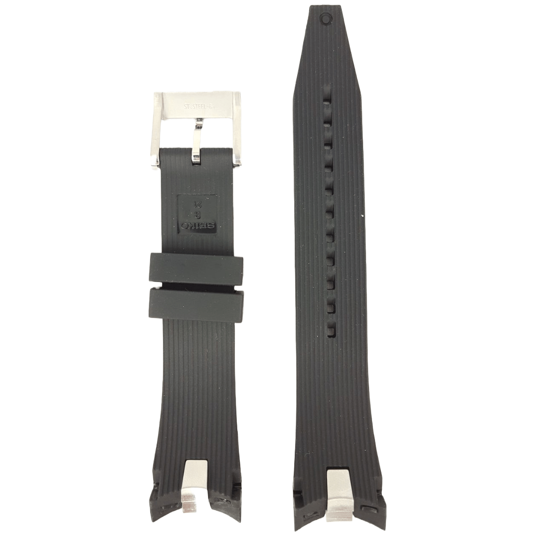 Seiko SNAE87P1 Black Rubber Watch Band 7T62 - 0LC0 Strap 21mm - Watch Plaza