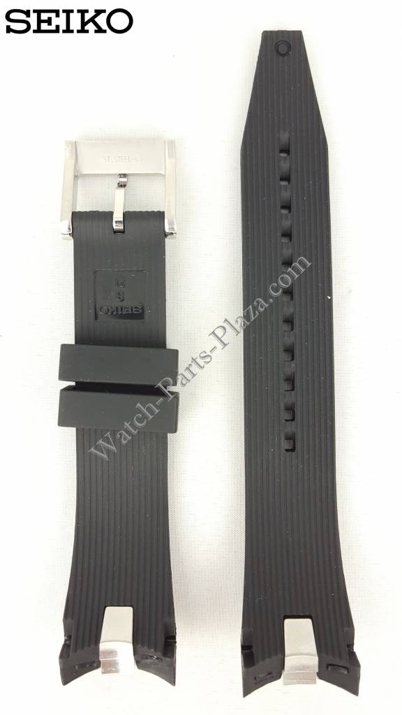 Seiko SNAE87P1 Black Rubber Watch Band 7T62 - 0LC0 Strap 21mm - Watch Plaza