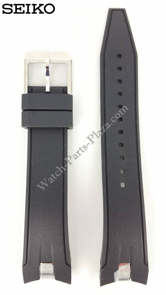 Seiko SNAE87P1 Black Rubber Watch Band 7T62 - 0LC0 Strap 21mm - Watch Plaza