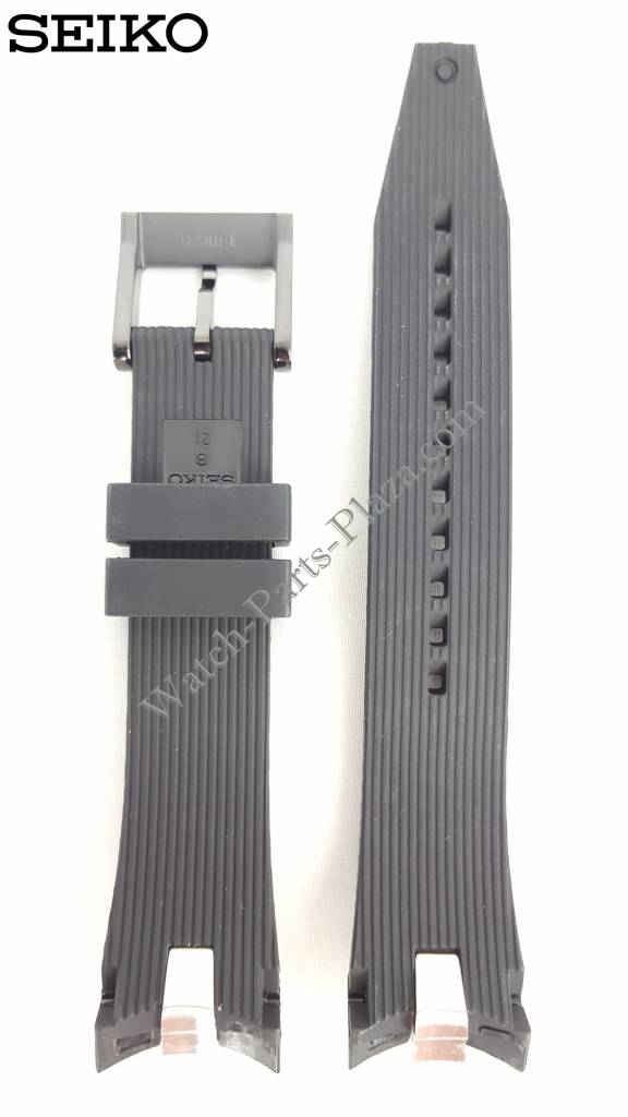 Seiko SNAE89P1 Black Rubber Watch Band 7T62 - 0LC0 Strap 21mm - Watch Plaza