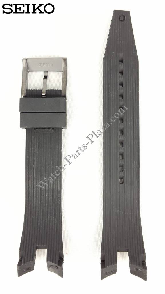 Seiko SNAF25P1 Black Rubber Watch Band 7T62 - 0LA0 Strap 21mm - Watch Plaza